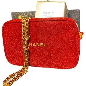 Chanel cosmetic bag with perfume